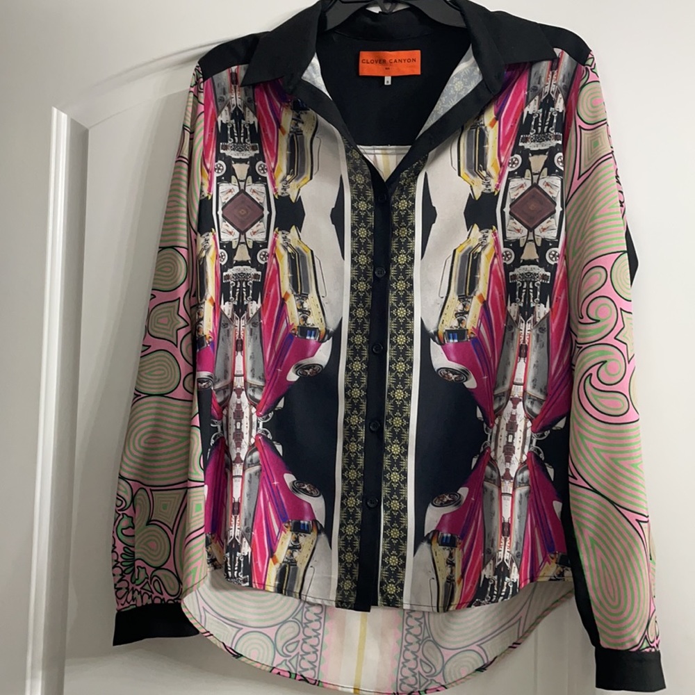 Clover Canyon Crepe Mixed Print Patterned Blouse - image 1